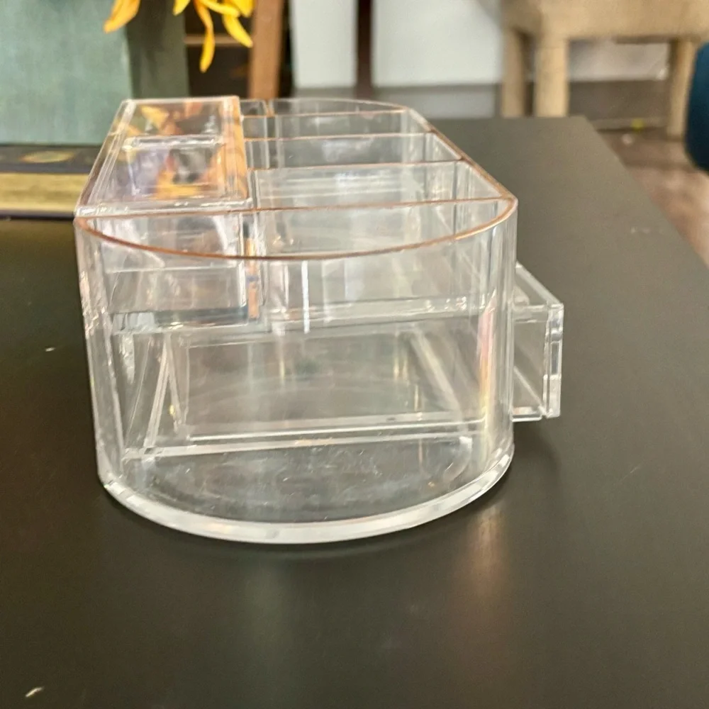 LED Makeup Mirror with Organizer - Rose Gold